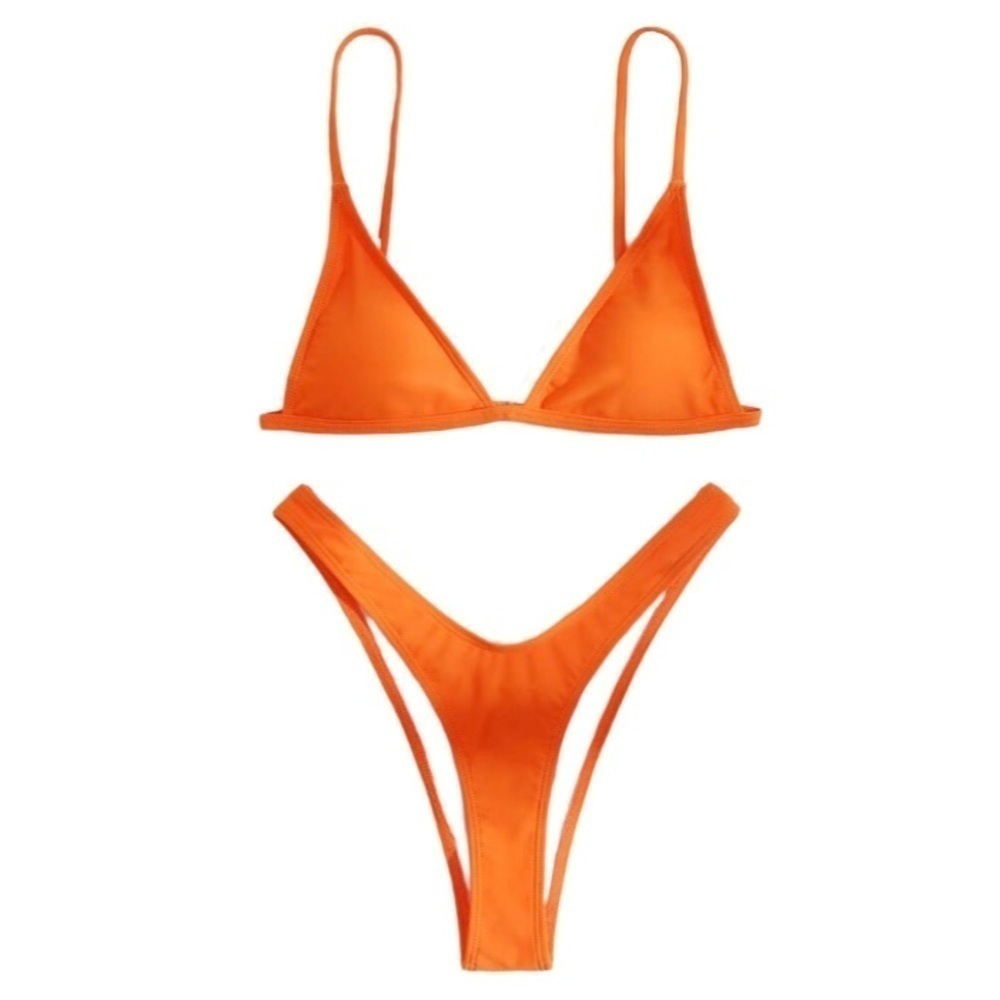 NWT Shein 2pc Orange Teeny Tiny Triangle Bikini Set S *